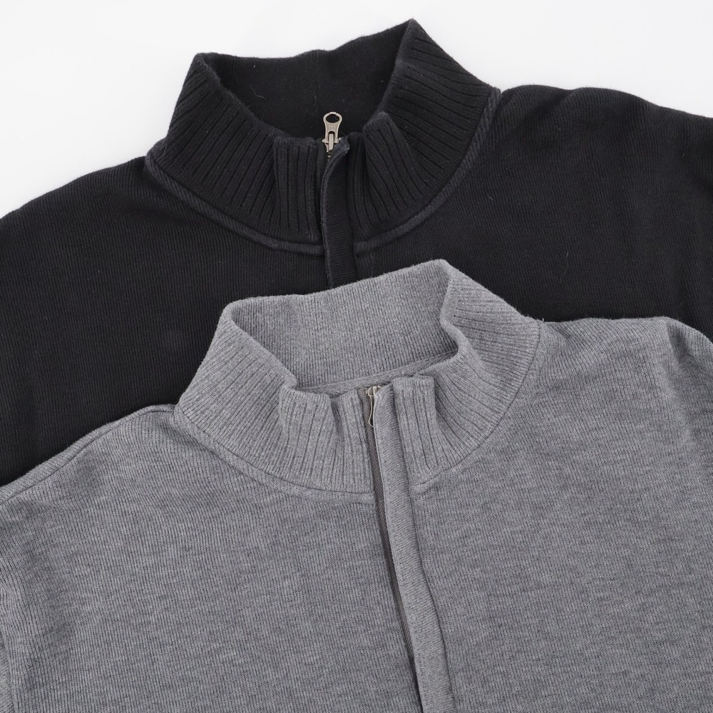 Cutter & Buck 2 Pack Quarter Zip Pullover Gray Black Long Sleeve Mens Medium